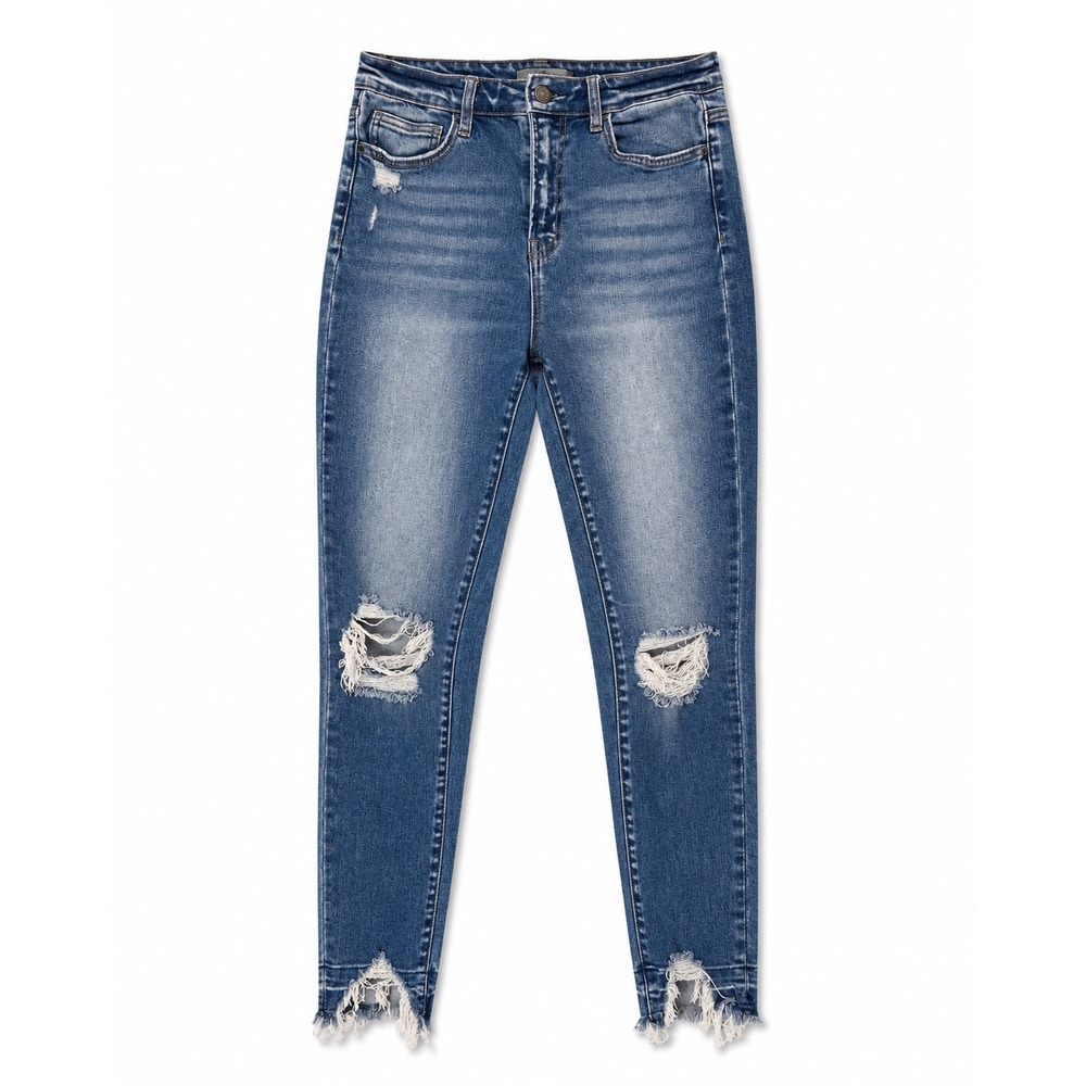 Flying Monkey Jeans Womens 28 High Rise Skinny Distressed Shark Bite Hem Y2K Raw